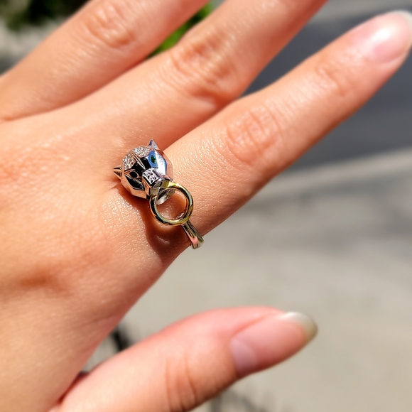 Sterling Silver & 14k Gold Ring With Moonstone & Brown Diamond - Women's Bohemian Style Jewelry - View #6